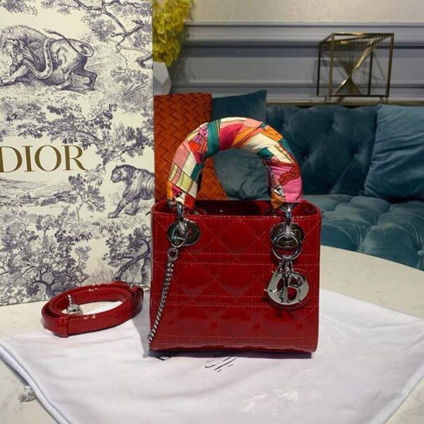 1:1 Replica Christian Dior Mini Lady Dior Bag with Chain Silver Hardware Spring/Summer Collection, Red, For Women Women’s Handbags, 18cm CD M0505OCAL_M52R