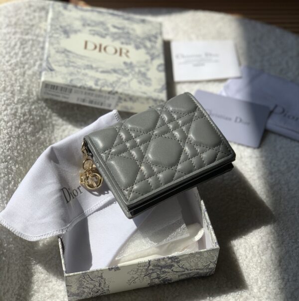 1:1 Replica Christian Dior Mini Lady Dior Wallet Grey For Women, Women's Wallet 4.5in/11cm CD