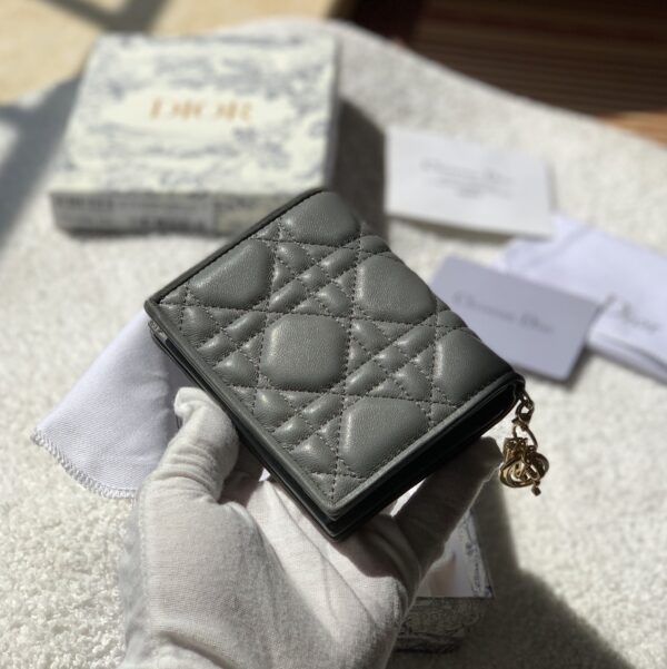 1:1 Replica Christian Dior Mini Lady Dior Wallet Grey For Women, Women's Wallet 4.5in/11cm CD