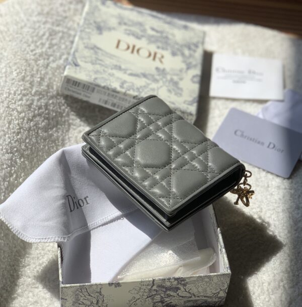 1:1 Replica Christian Dior Mini Lady Dior Wallet Grey For Women, Women's Wallet 4.5in/11cm CD