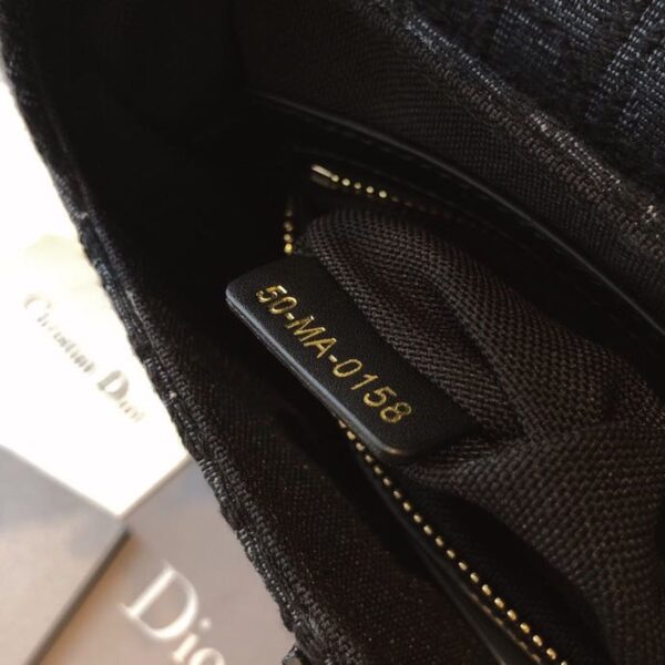1:1 Replica Christian Dior Saddle Bag Black Oblique Embroidered Canvas Gold Toned Hardware For Women 25cm/10in CD