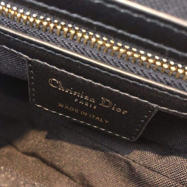 1:1 Replica Christian Dior Saddle Bag Black Oblique Embroidered Canvas Gold Toned Hardware For Women 25cm/10in CD