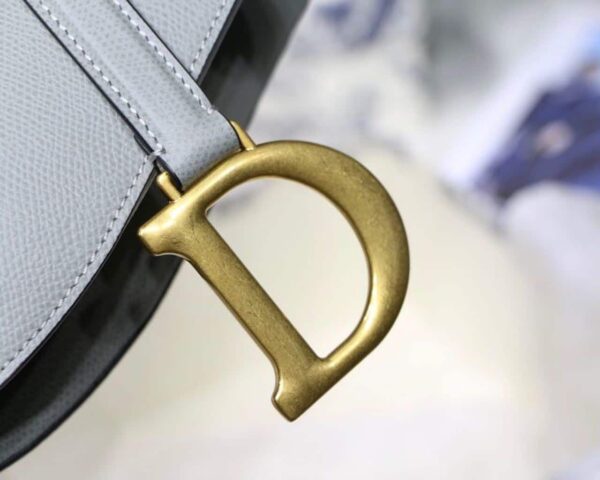 1:1 Replica Christian Dior Saddle Bag Light Blue Grained Gold Toned Hardware For Women 25cm/10in CD