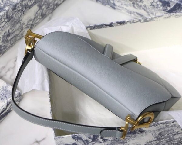 1:1 Replica Christian Dior Saddle Bag Light Blue Grained Gold Toned Hardware For Women 25cm/10in CD