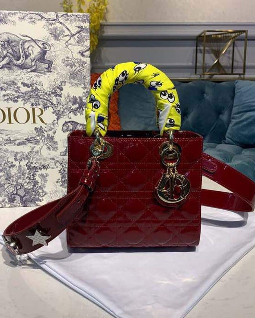 1:1 Replica Christian Dior Small Lady Dior Bag with Chain Gold Toned Hardware Burgundy For Women 20cm/8in CD M0538OWCB_M323