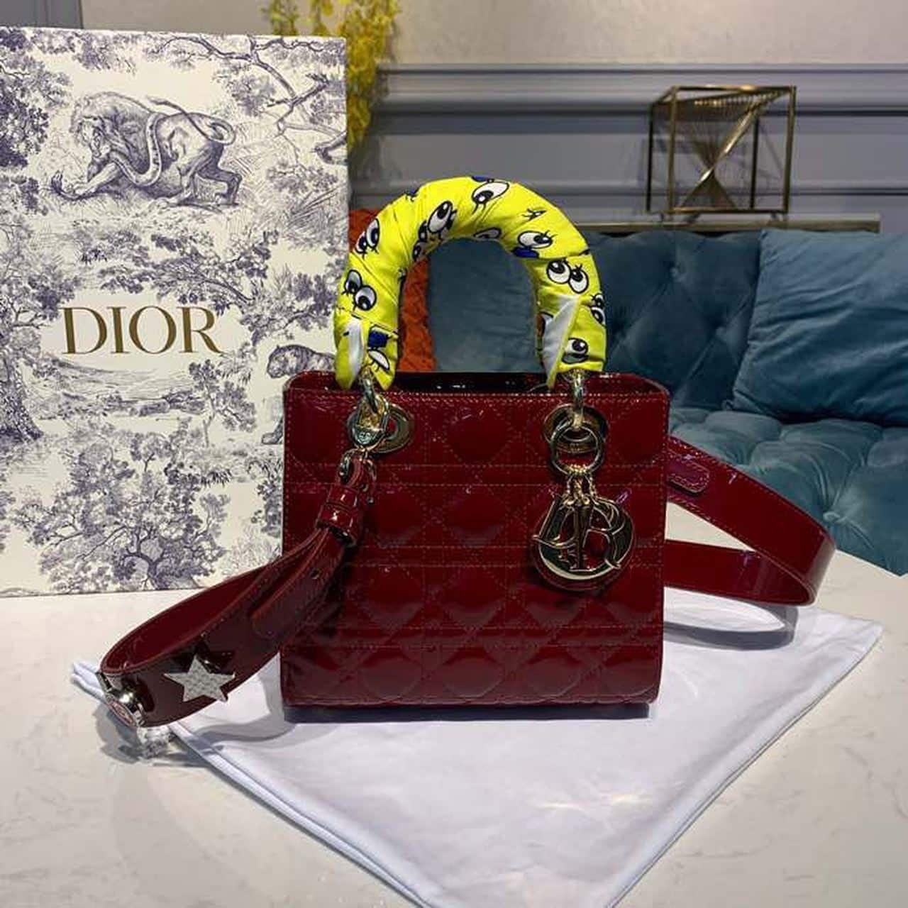 1:1 Replica Christian Dior Small Lady Dior Bag with Chain Gold Toned Hardware Burgundy For Women 20cm/8in CD M0538OWCB_M323