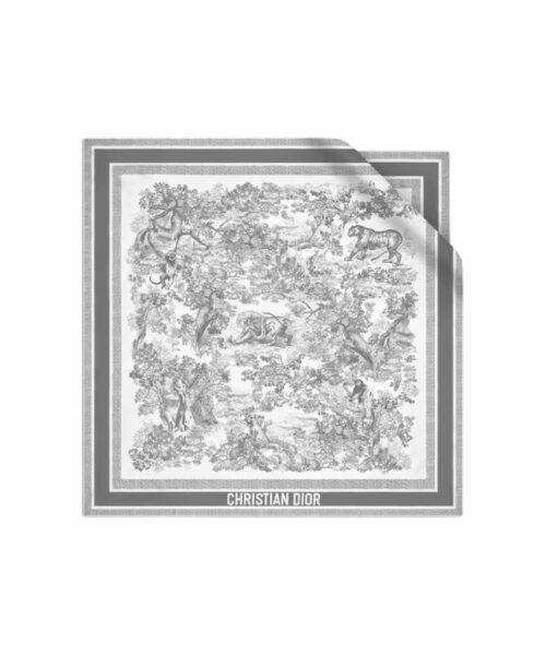 Christian Dior Toile De Jouy Sauvage 90 Square Scarf Ivory And Gray - 15JOU090I602_C805