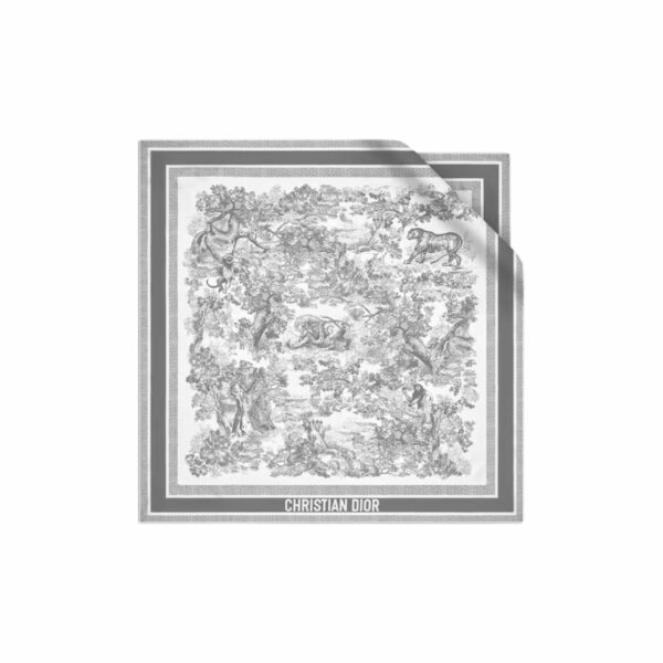 Christian Dior Toile De Jouy Sauvage 90 Square Scarf Ivory And Gray - 15JOU090I602_C805