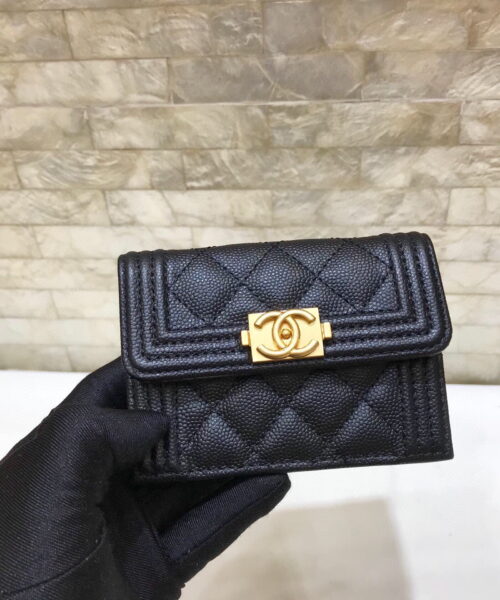 1:1 Replica CO-CO Chanel Flap Card Holder Wallet With Gold Toned Hardware 11cm