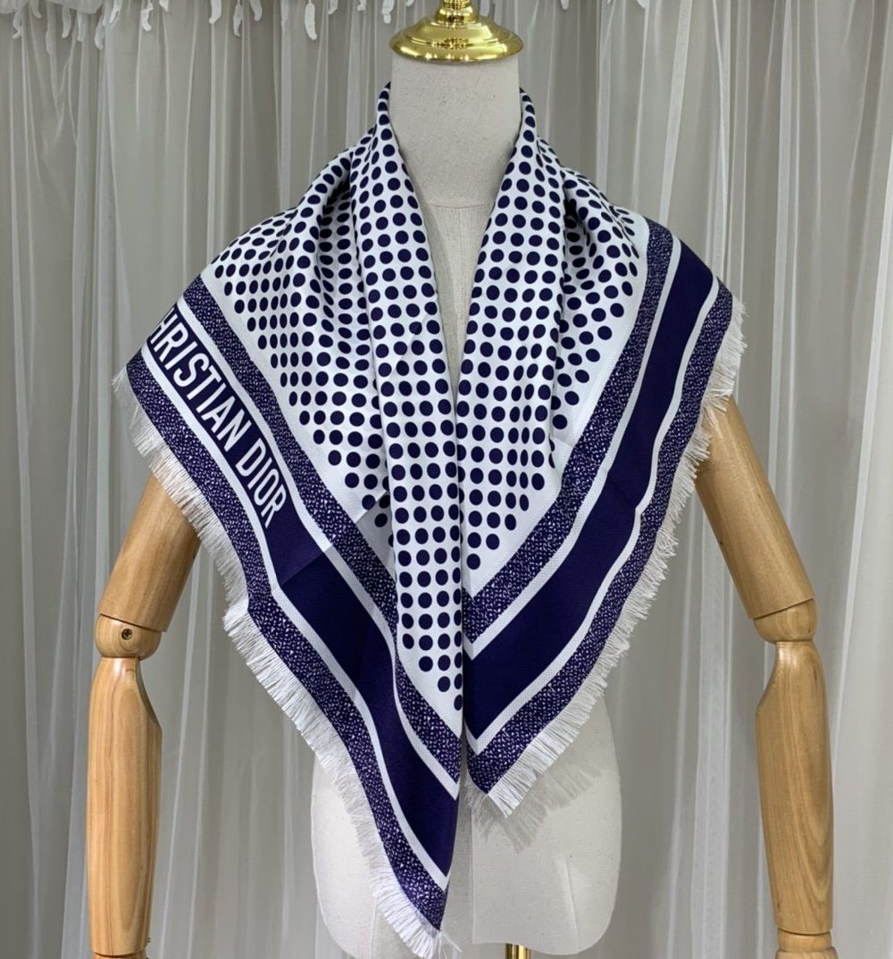 Dior D-Cannage 90 Square Scarf Blue 35in/90cm