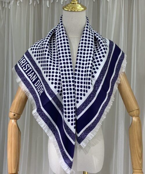 Dior D-Cannage 90 Square Scarf Blue 35in/90cm