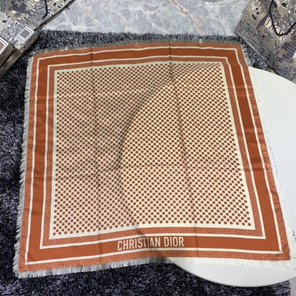 Dior D-Cannage 90 Square Scarf Brown 35in/90cm