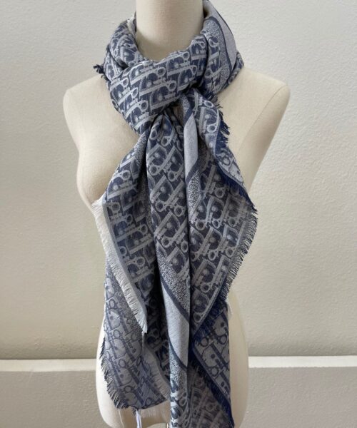 Dior D-Oblique Shawl Scarf Grey 140cm/55in