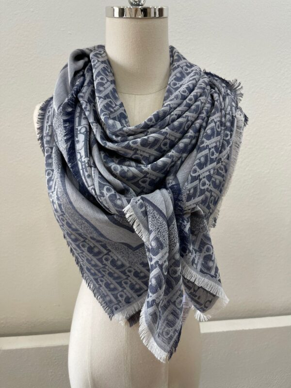 Dior D-Oblique Shawl Scarf Grey 140cm/55in