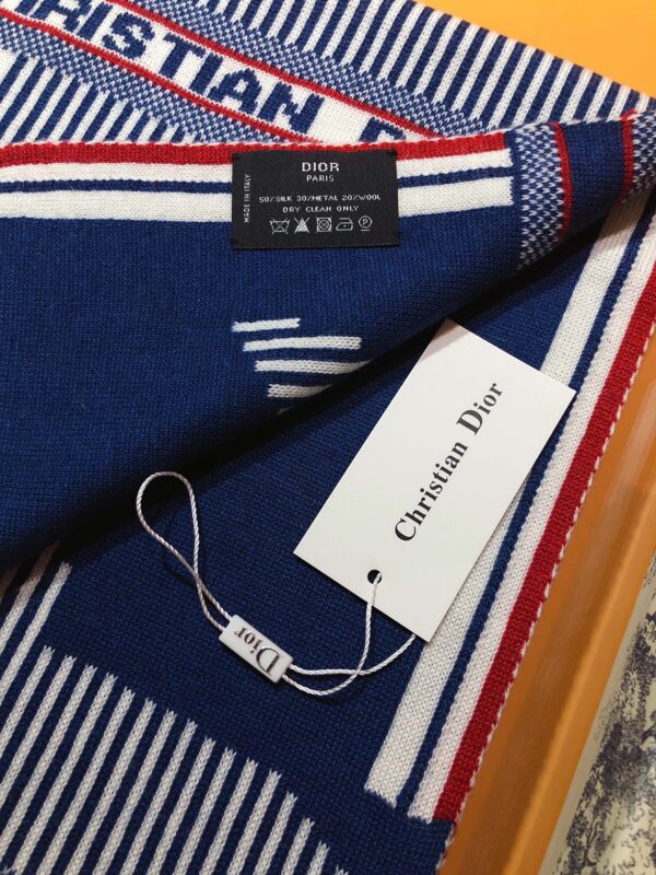 Dior Dioralps Reversible White/Blue Wool and Cashmere Scarf 200cm/79in 