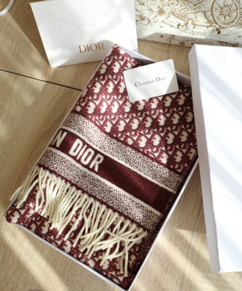 Dior Oblique Burgundy Cashmere Scarf 200cm/79in