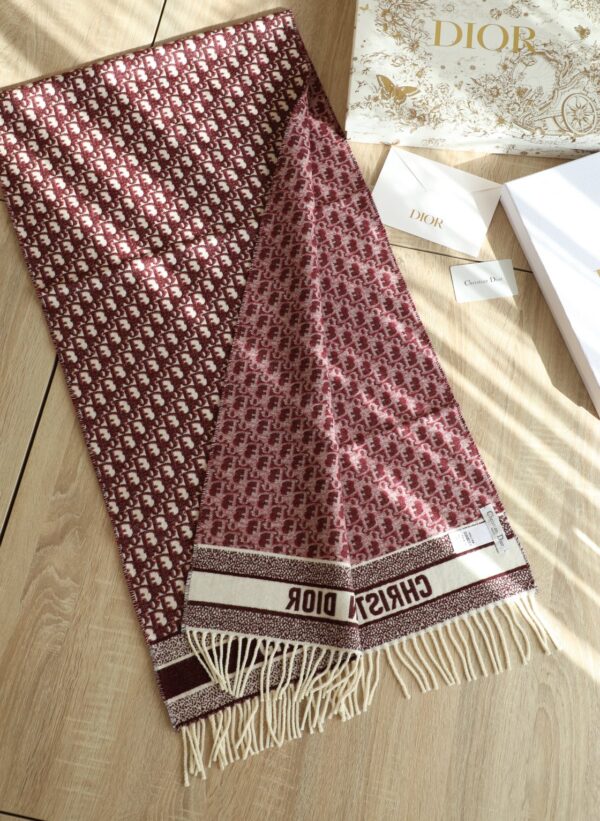 Dior Oblique Burgundy Cashmere Scarf 200cm/79in 