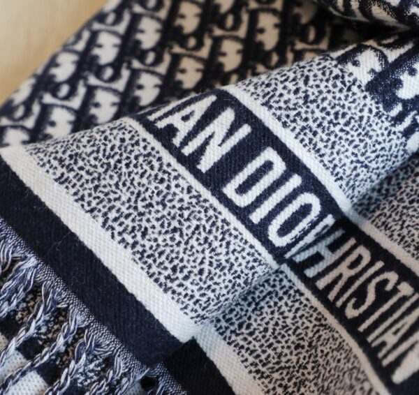 Dior Oblique Diortwin Square Dark Blue Silk Twill Scarf 150cm/71in 