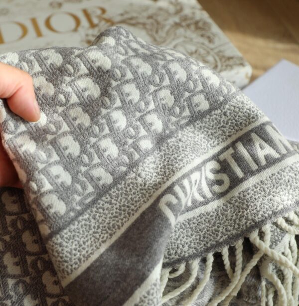 Dior Oblique Grey Cashmere Scarf 200cm/79in 