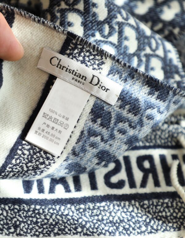 Dior Oblique Navy Blue Cashmere Scarf 200cm/79in