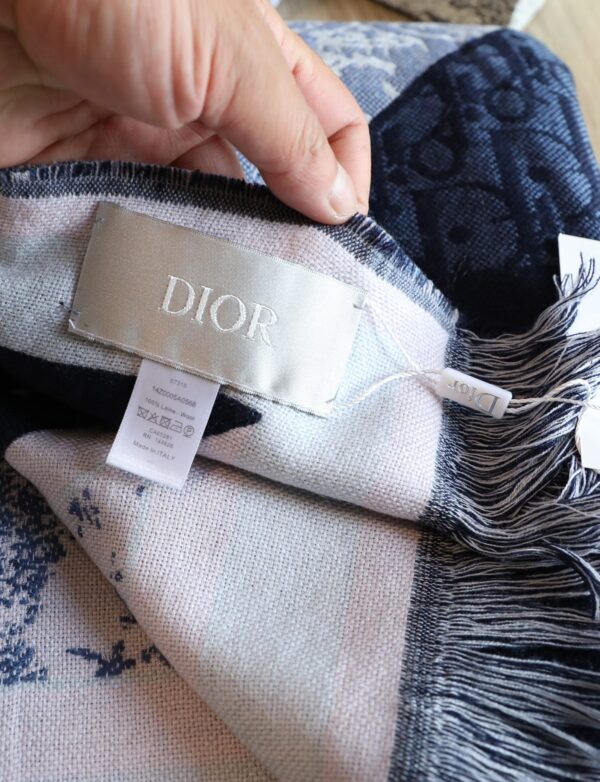 Dior Oblique Square Cashmere Navy Blue Scarf 150cm/59in