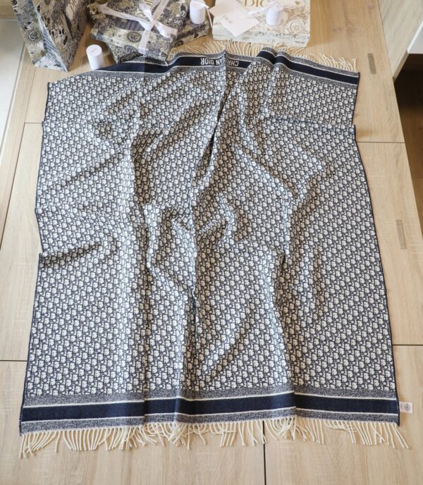 Dior Oblique Square Navy Blue Silk Twill Scarf 150cm/59in 