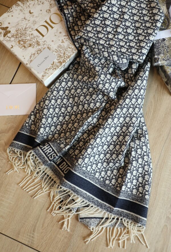 Dior Oblique Square Navy Blue Silk Twill Scarf 150cm/59in
