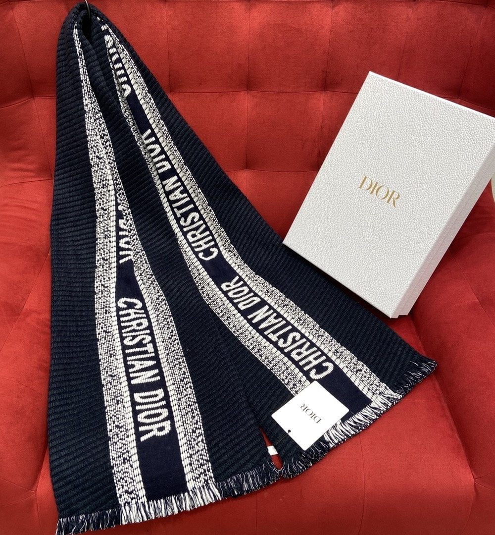 Dior Oblique University Reversible Scarf Blue 79in/200cm