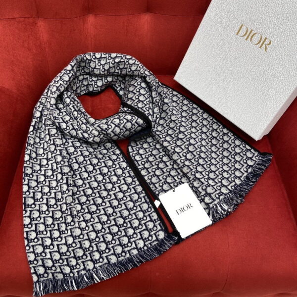 Dior Oblique University Reversible Scarf Blue 79in/200cm