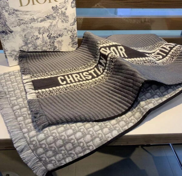 Dior Oblique University Reversible Scarf Grey 79in/200cm