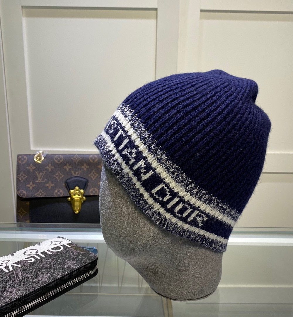 Dior Pompom Beanie In Blue
