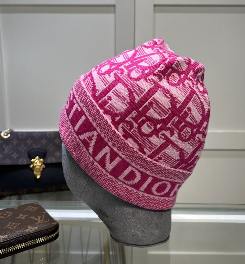 Dior Pompom Beanie In Pink