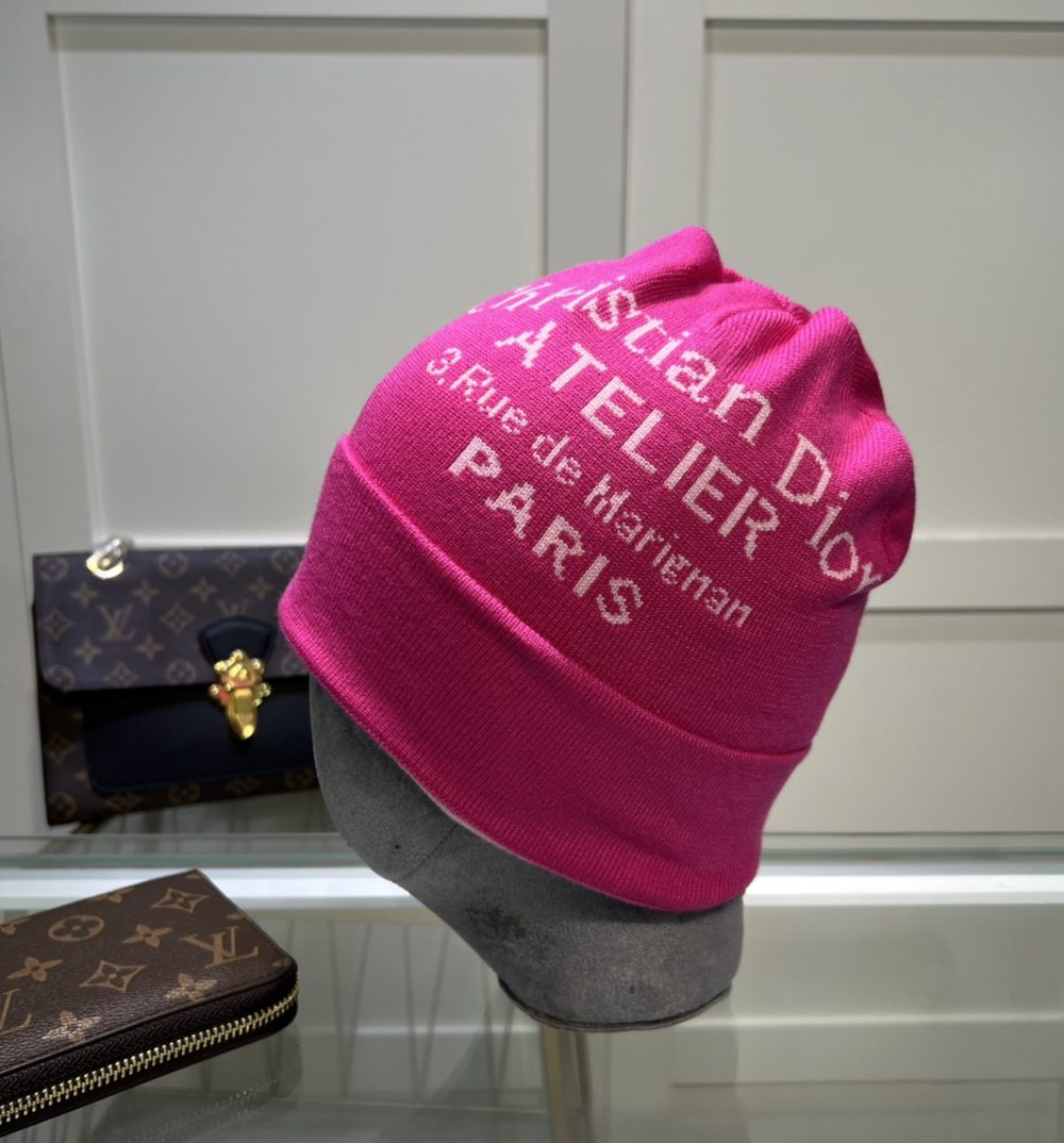 Dior Pompom Beanie In Pink