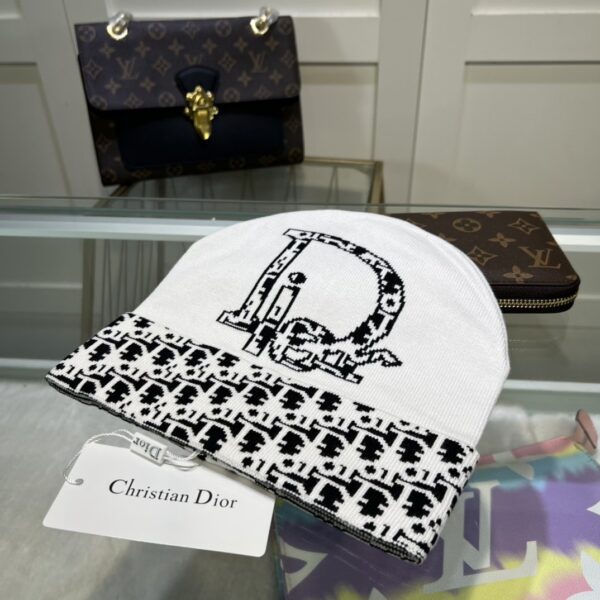 Dior Pompom Beanie In White