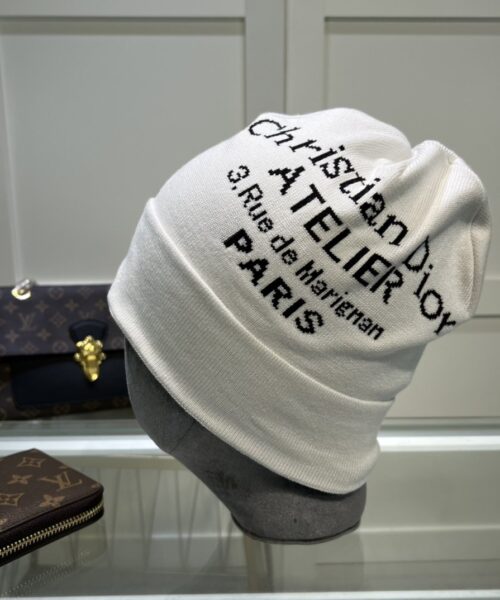 Dior Pompom Beanie In White