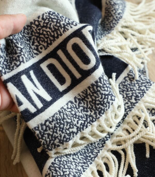 Dior Silk Square Ivory and Navy Blue Scarf 150cm/71in