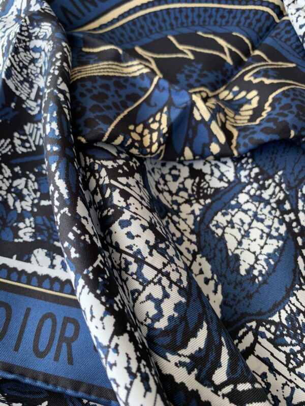 Dior Toile de Jouy Carnivora 90 Square Scarf Blue 35in/90cm 