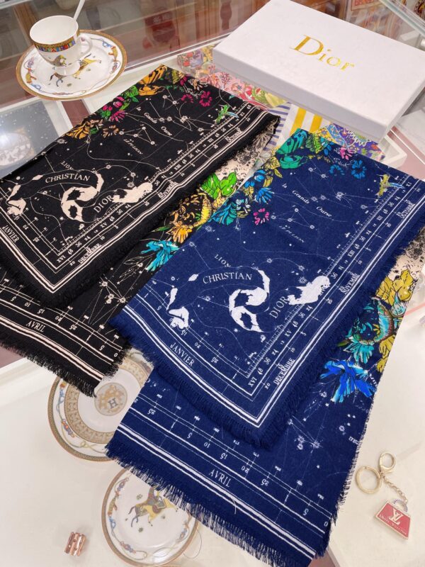 Dior Zodiac 90 Square Navy Blue Silk Twill Scarf 110cm/43in 15ZOD090I607_C540 