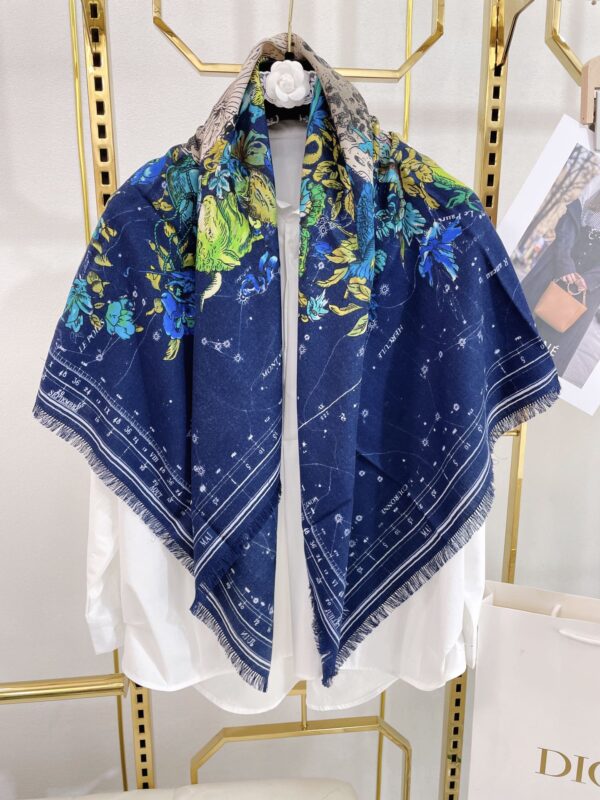 Dior Zodiac 90 Square Navy Blue Silk Twill Scarf 110cm/43in 15ZOD090I607_C540 