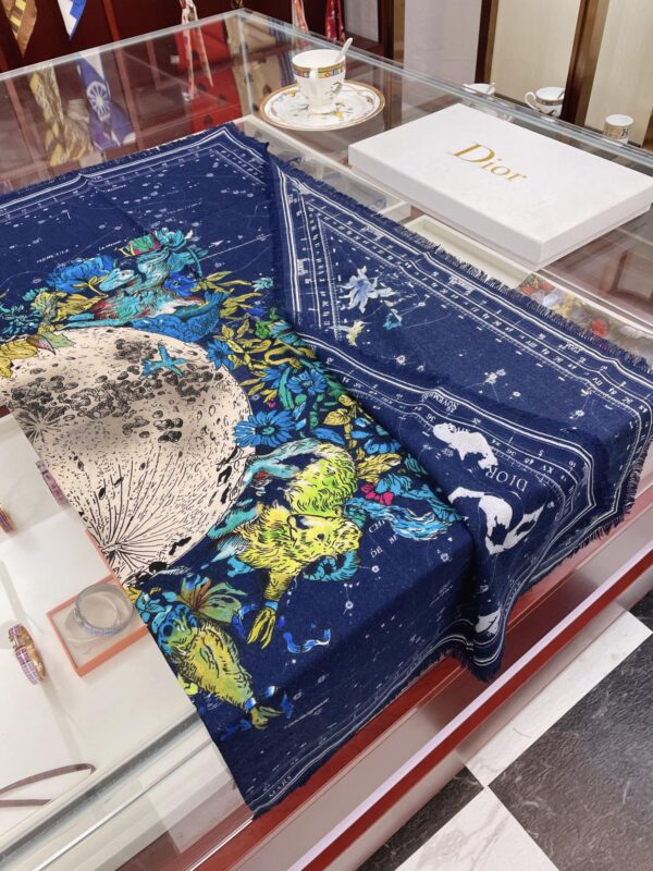 Dior Zodiac 90 Square Navy Blue Silk Twill Scarf 110cm/43in 15ZOD090I607_C540 