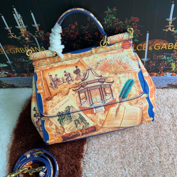 Dolce & Gabbana 90s Sicily Bag With Logo Print Multicolor For Women 10.2in/26cm DG