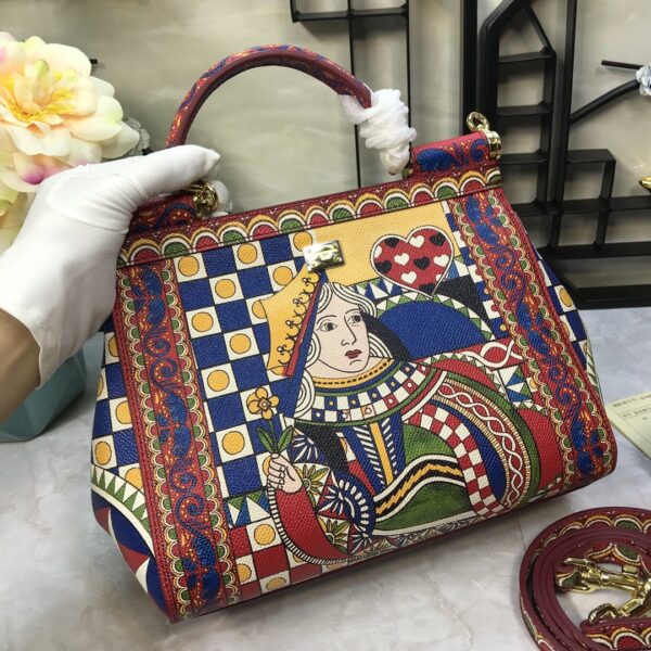 Dolce & Gabbana 90s Sicily Bag With Logo Print Multicolor For Women 10.2in/26cm DG
