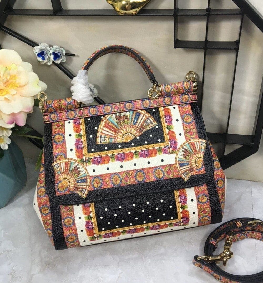 Dolce & Gabbana 90s Sicily Bag With Logo Print Multicolor For Women 10.2in/26cm DG