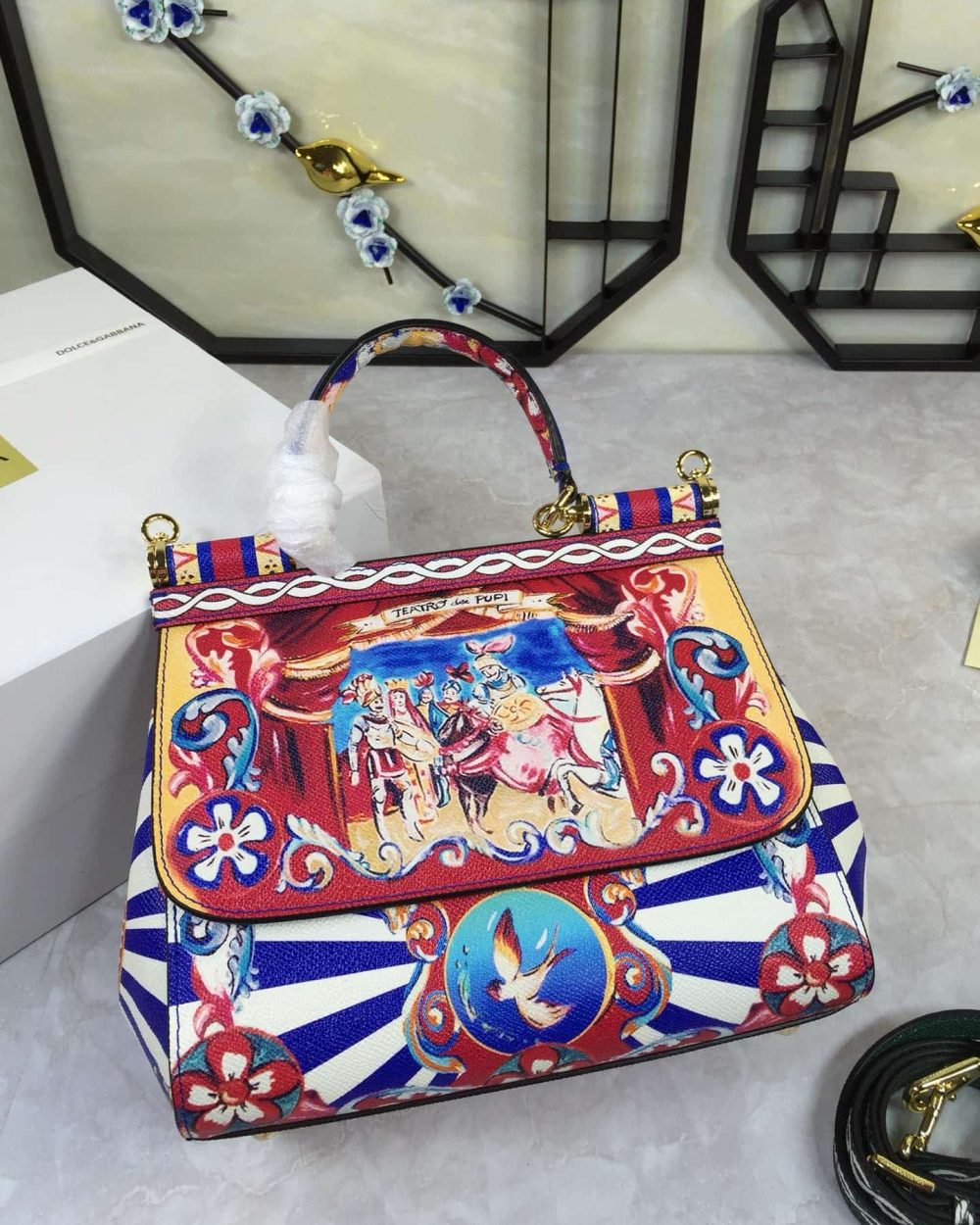 Dolce & Gabbana 90s Sicily Bag With Logo Print Multicolor For Women 10.2in/26cm DG