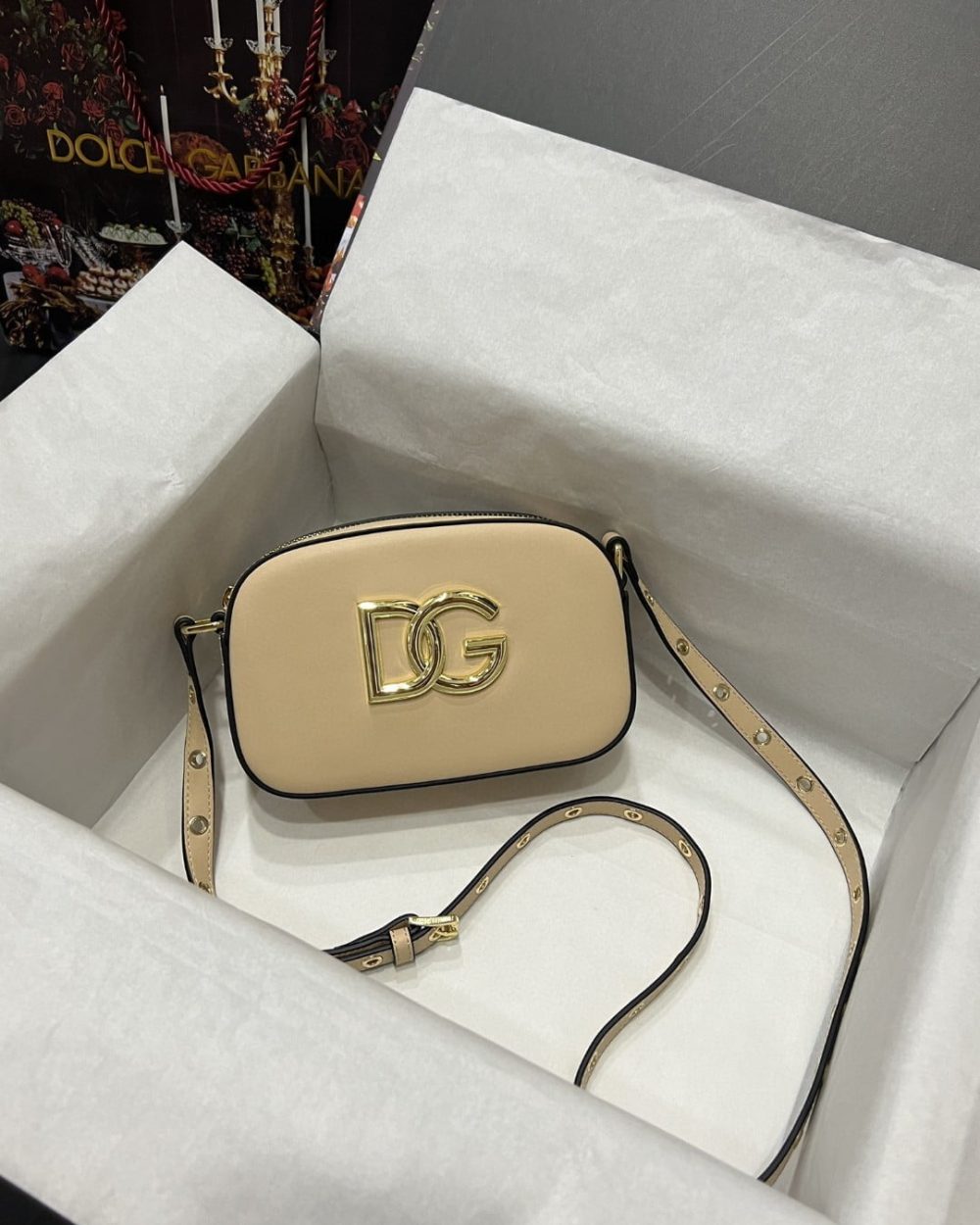 Dolce & Gabbana Crossbody 3.5 Bag Beige For Women 7.5in/19cm DG BB7095AW57680404