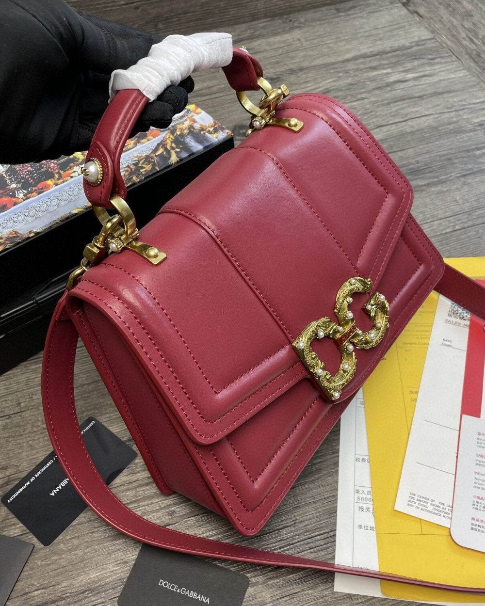 Dolce & Gabbana DG Girls Bag In Quilted Nappa Burgundy For Women 10.6in/27cm DG