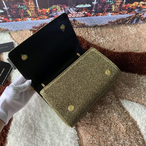 Dolce & Gabbana DG Girls Cross Body Bag In Soft Lurex Gold For Women 8.3in/21cm DG