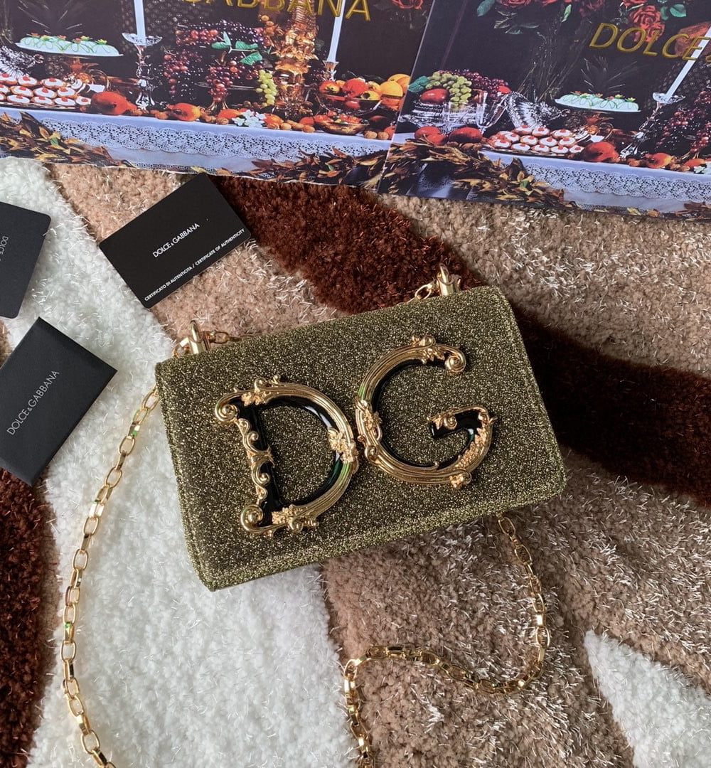 Dolce & Gabbana DG Girls Cross Body Bag In Soft Lurex Gold For Women 8.3in/21cm DG