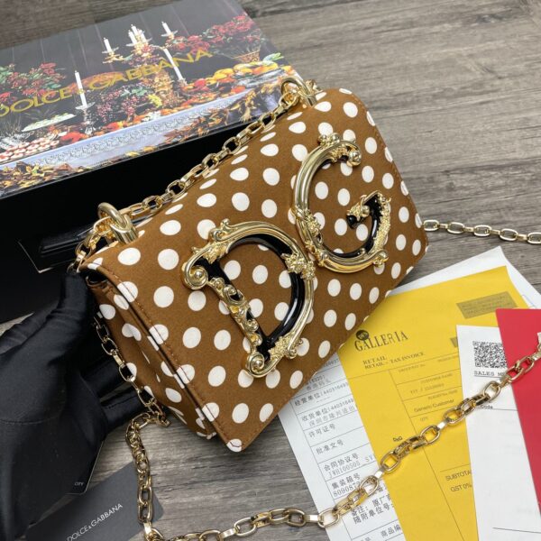 Dolce & Gabbana DG Girls CrossBody Bag With Polka Dots Brown For Women 8.3in/21cm DG