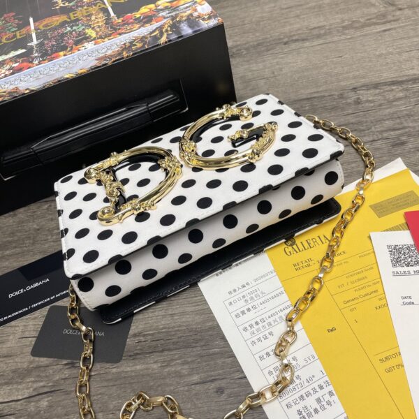 Dolce & Gabbana DG Girls CrossBody Bag With Polka Dots White For Women 8.3in/21cm DG